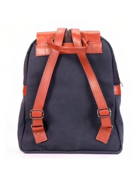 Handmade Waxed Cotton Tarpaulin & Leather Backpack AC-1033 fvb