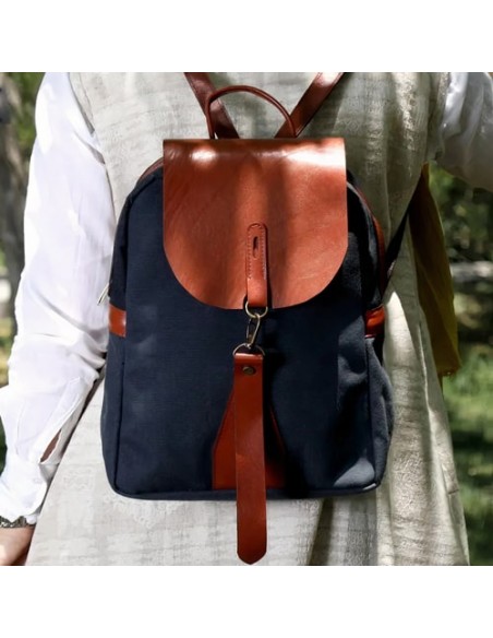 Handmade Waxed Cotton Tarpaulin & Leather Backpack AC-1033 iu