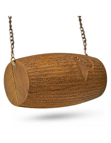 Cyrus Cylinder Hand Carved Wooden Handbag AC-1035 fv