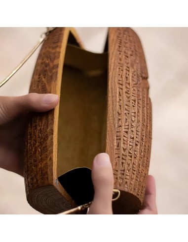 Cyrus Cylinder Hand Carved Wooden Handbag AC-1035 fvo