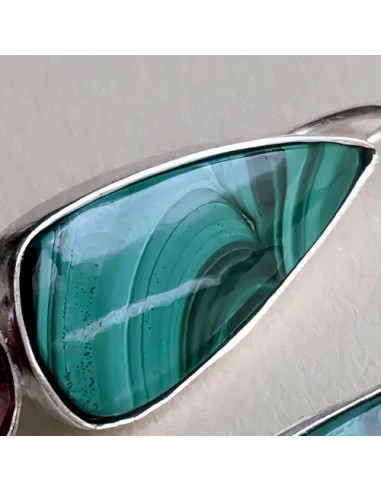 Malachite & Rubin Gemstone Silver Stud Earrings AC-1041 zi2