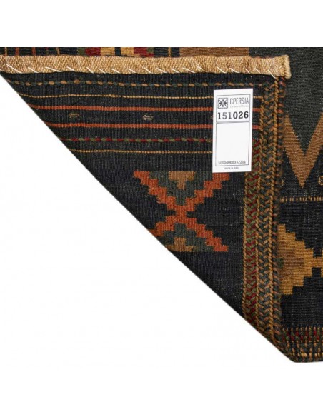 Handmade Antique Oriental Premium Wool Geometric Flatweave Rc-277 back view