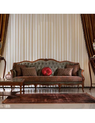 high-luxe wooden sofa - frontal
