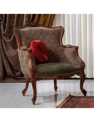 high-luxe wood and velvet accent chair
