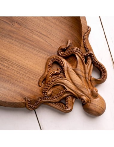 Eccentric Hand Carved Walnut Wood Octopus Plate HC-1050 zi1