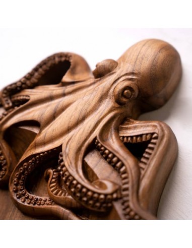 Eccentric Hand Carved Walnut Wood Octopus Plate HC-1050 zi2