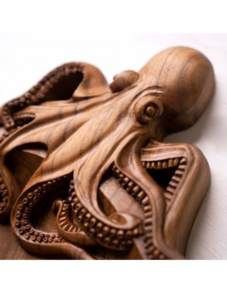 Eccentric Hand Carved Walnut Wood Octopus Plate HC-1050 zi2