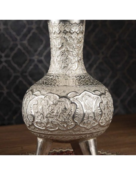 Hand Engraved & Silver Coated Brass Vase Set HC-1054 zi