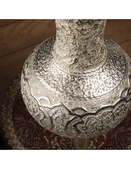 Hand Engraved & Silver Coated Brass Vase Set HC-1054 zi3