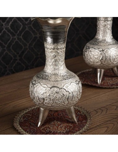 Hand Engraved & Silver Coated Brass Vase Set HC-1054 zi4