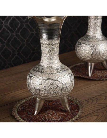 Hand Engraved & Silver Coated Brass Vase Set HC-1054 zi4