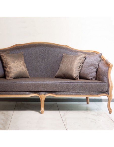 wooden grey three seater sofa