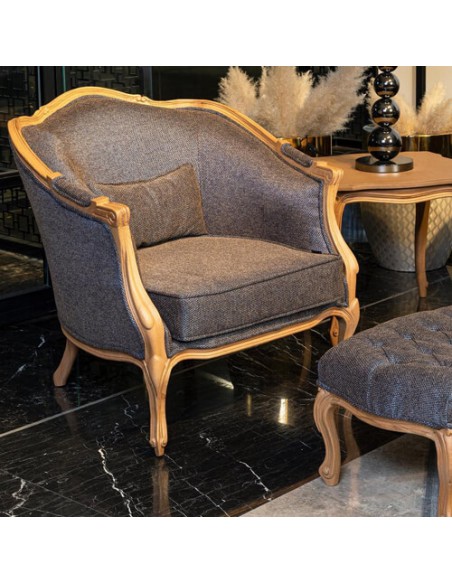 grey wooden accent chair