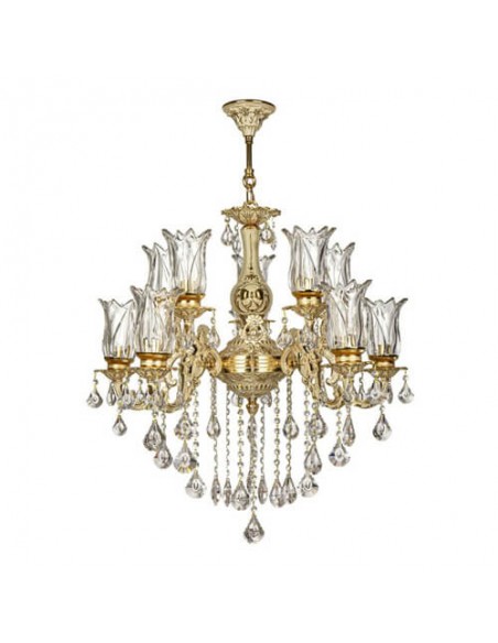 gold aluminum chandelier -  white background