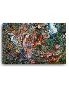 A Woman and a Deer AG-163 miniature tableau rug Full View