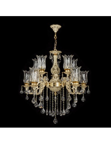 gold aluminum chandelier - black background