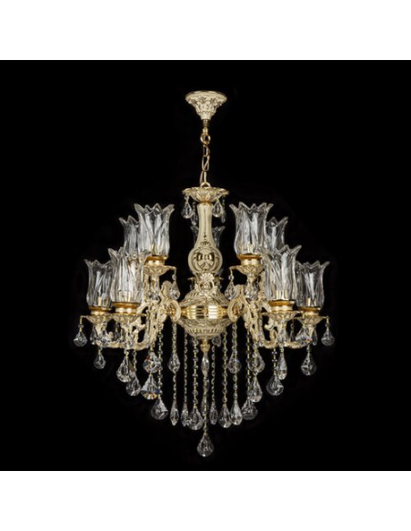 gold aluminum chandelier - black background