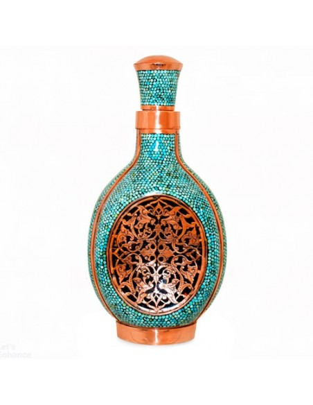 Special Hand Inlaid Blue Turquoise Copper Bottle HC-1067 fv