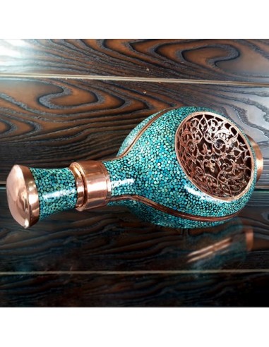 Special Hand Inlaid Blue Turquoise Copper Bottle HC-1067 iu