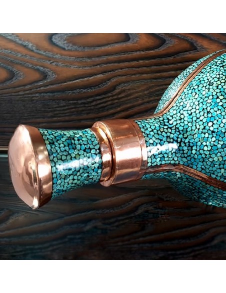 Special Hand Inlaid Blue Turquoise Copper Bottle HC-1067 zi1
