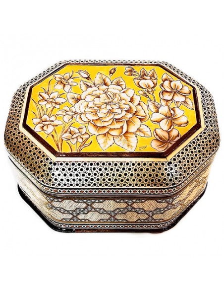 Hand Painted Minakari & Wood Inlaid Jewelry Box HC-1074 fv