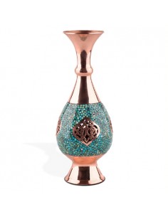 Handmade Copper & Blue Turquoise Vase HC-1075 fv
