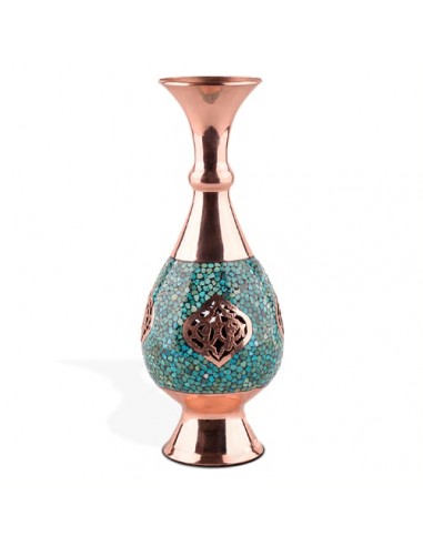 Handmade Copper & Blue Turquoise Vase HC-1075 fv