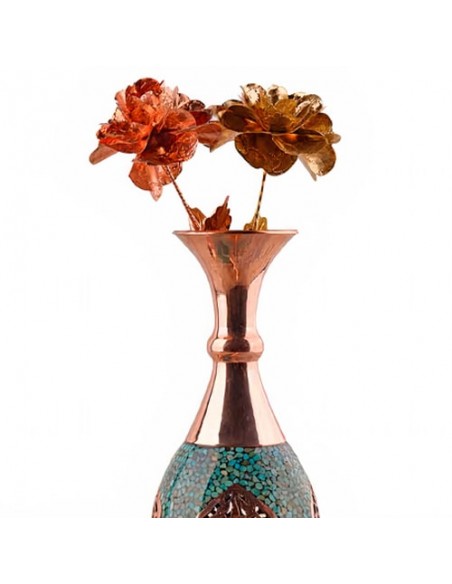 Handmade Copper & Blue Turquoise Vase HC-1075 zi3