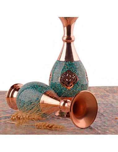 Handmade Copper & Blue Turquoise Vase HC-1075 zi