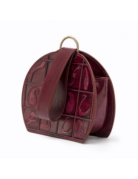 Women's natural leather round handbag AC-1077