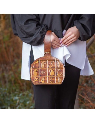 Women's natural leather round handbag AC-1077