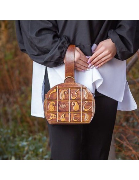 Women's natural leather round handbag AC-1077