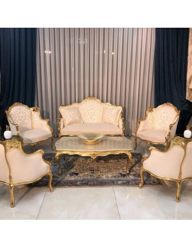 ivory wooden velvet sofa set