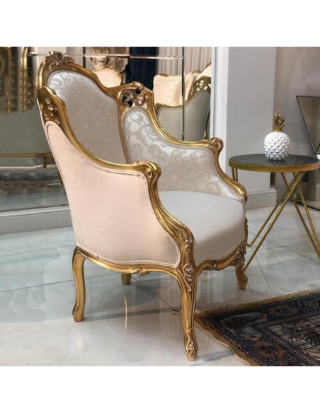 ivory wooden velvet accent chair - lateral ivory wooden velvet accent chair - lateral