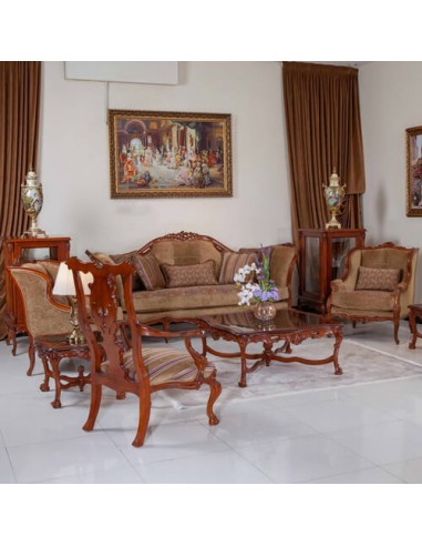 royal brown wooden sofa set