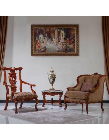 royal brown woodcarving accent chair and armchair