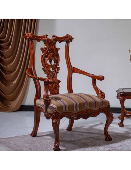 royal brown woodcarving armchair