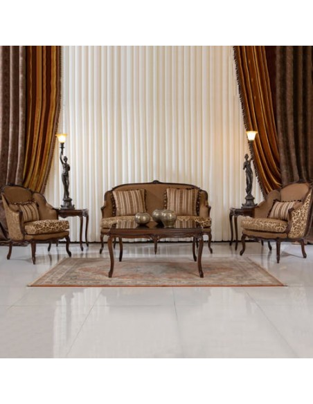 classic beige wooden sofa set