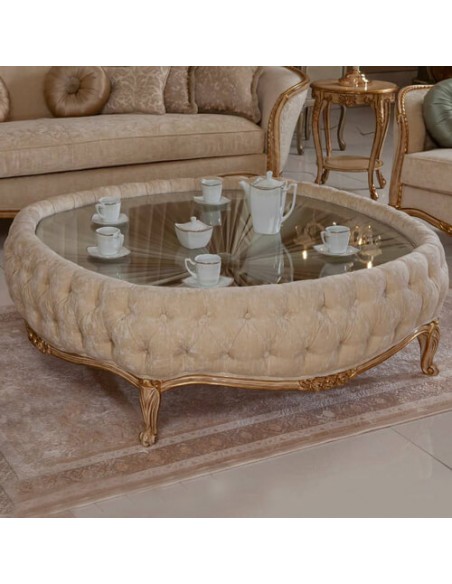 ivory deep buttoned coffee table