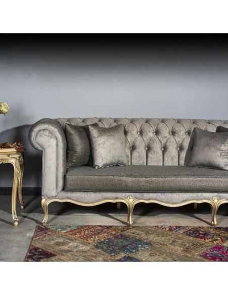 grey classic chesterfield - details