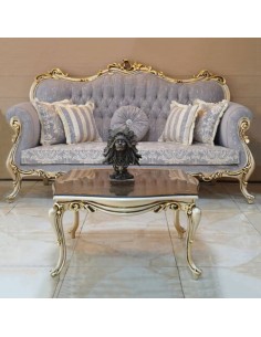 classic grey woodcarving sofa