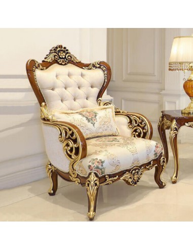 royal classic wooden beige armchair