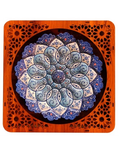 Hand-Painted Minakari Wall Plate With Wooden Frame HC-1102 fv