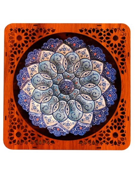 Hand-Painted Minakari Wall Plate With Wooden Frame HC-1102 fv Hand-Painted Minakari Wall Plate With Wooden Frame HC-1102 fv