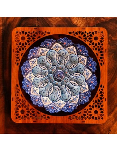 Hand-Painted Minakari Wall Plate With Wooden Frame HC-1102 id