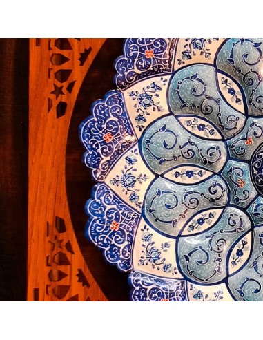 Hand-Painted Minakari Wall Plate With Wooden Frame HC-1102 zis
