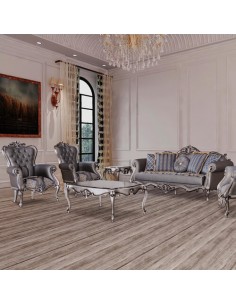 rose gold woodcarving brocaded velvet sofa set 2
