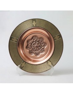 Hand Engraved & Wood Inlaid Copper Decorative Plate HC-1107 fv 2