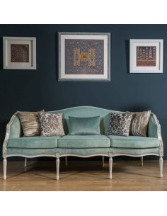 turquoise Persian blue wooden carved sofa