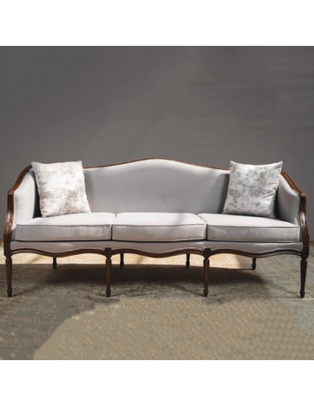 grey wooden carved sofa